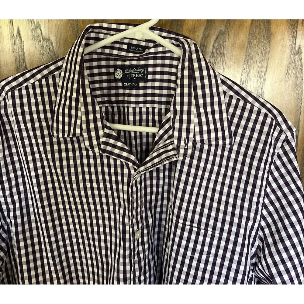 J. Crew Haberdashery Shirthings Men’s Button Down Shirt Purple/white Gingham XL